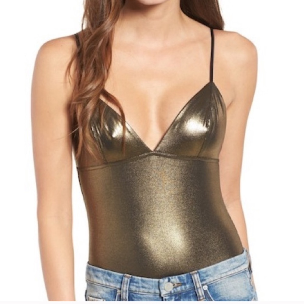 NWT Sun & Shadow Gold Metallic Bodysuit